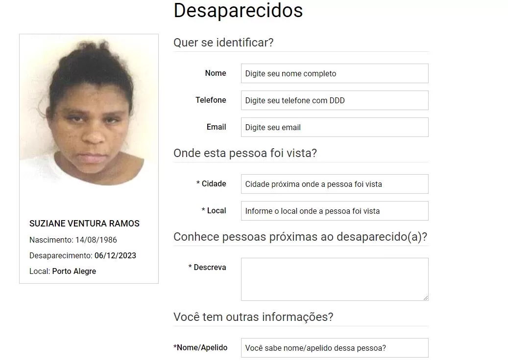 Você pode ajudar a encontrar Suziane, uma das desaparecidas do Brasil