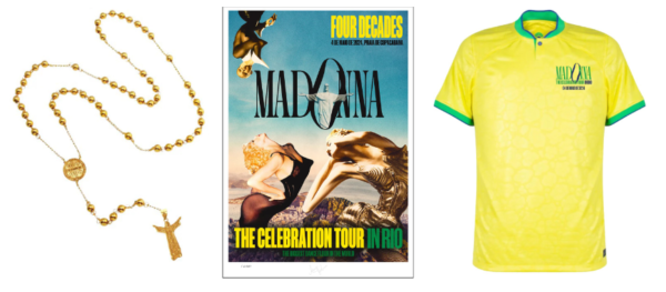 Terço de R$ 1 mil e pôster de R$ 500: Madonna começa a vender itens de show no Rio