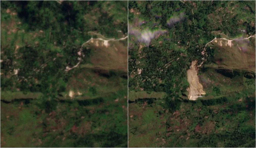 Imagens de satélite mostram deslizamento com 2 mil soterrados em Papua-Nova Guiné