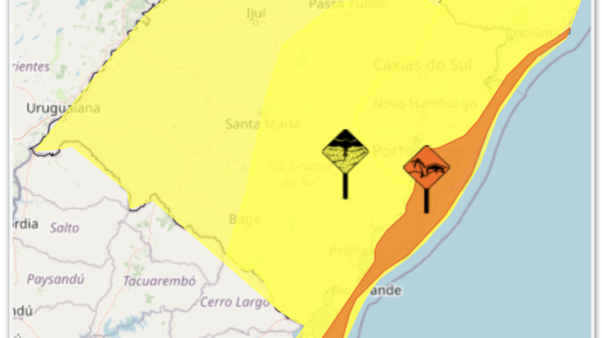 Inmet emite alerta para chuvas e ventos intensos no Rio Grande do Sul
