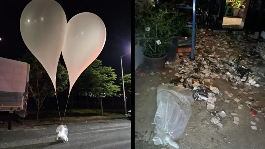 Coreia do Norte envia 150 balões com lixo e fezes para o Sul
