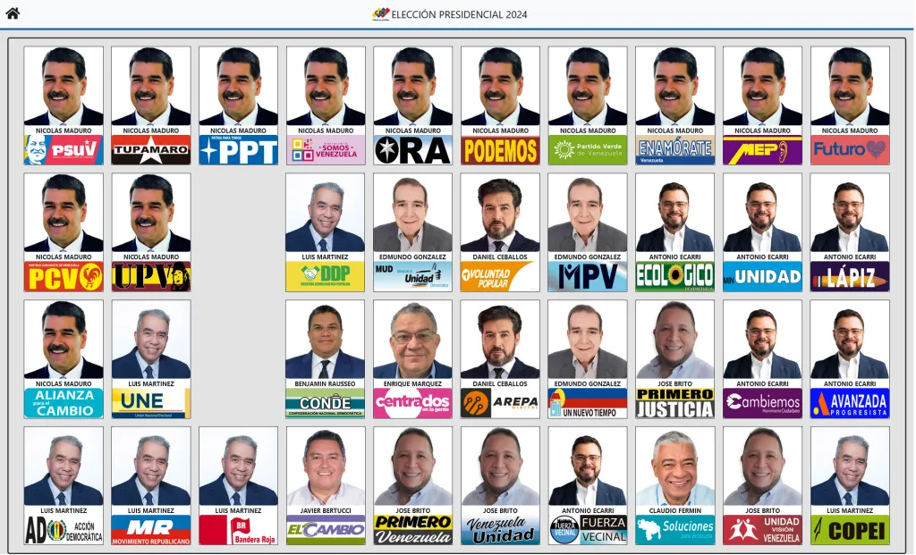 Conselho eleitoral da Venezuela divulga cédula oficial com 13 fotos de Maduro