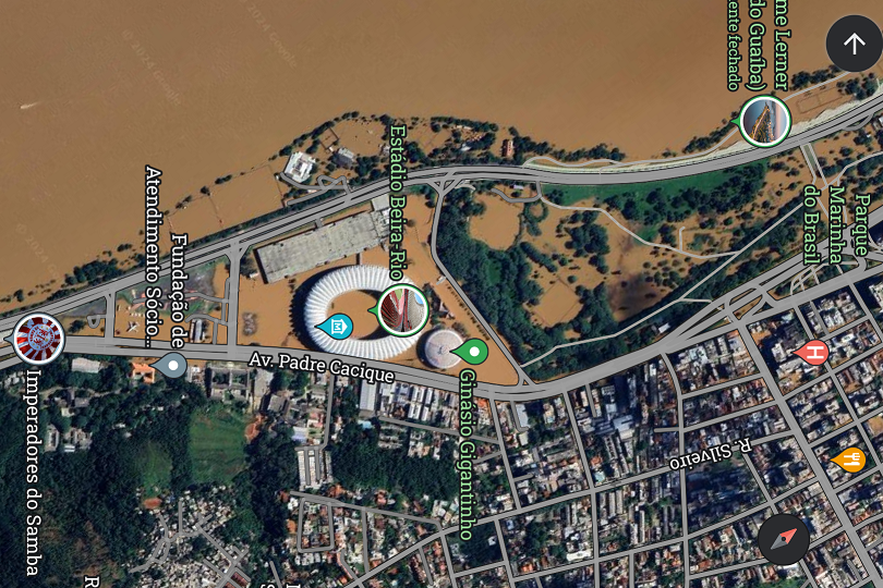 Google Maps atualiza e novas imagens mostram dimensão das enchentes em Porto Alegre